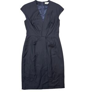Reiss Dress Fitted Midi V-Neck Lined Navy Women’s Size 8